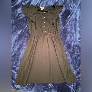 S Loft Outlet Black casual midi button up babydoll dress